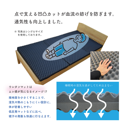 【SSサイズ】リバーシブル高反発マットレス 8cm 3つ折りタイプ  各色10点 数量限定